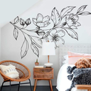 Ver imagem 1 de Adesivo de Parede Flor Abstrato Preto Folhas Minimalista Moderno