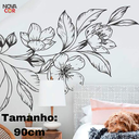 Ver imagem 2 de Adesivo de Parede Flor Abstrato Preto Folhas Minimalista Moderno