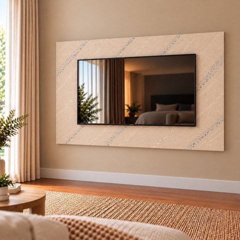 Painel para TV até 55 Polegadas 119x90cm Marmorizado Moderno para Sala de Estar Yescasa