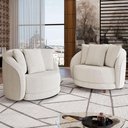 Ver imagem 4 de Poltrona Decorativa para Sala de Estar Fixa Pés Madeira Witta M03 Bouclê Branco