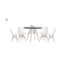 Ver imagem 1 de Conjunto de Jantar Mesa Eiffel 80cm Preta + 4 Cadeiras Eiffel DKR Brancas