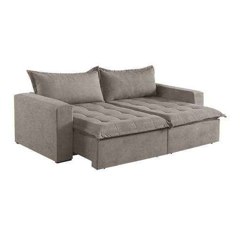 Sofá Cama 4 Lugares Retrátil Reclinável Linho M-184 Martins Bege
