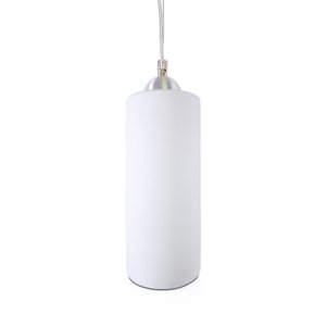 Pendente Polo Aluminio+Vidro Cilindrico Fosco E-27 1 Lâmpada Max 60W Branco