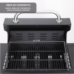 Churrasqueira Americana Móvel a Gás 4 Queimadores Centrais e 1 Lateral Preta Importway Iwcg-003 - 3
