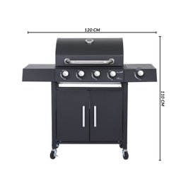 Churrasqueira Americana Móvel a Gás 4 Queimadores Centrais e 1 Lateral Preta Importway Iwcg-003 - 2