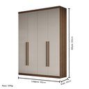 Ver imagem 3 de Guarda Roupa Solteiro 4 Portas Lisboa 100% em MDF - Carvalho/Off White