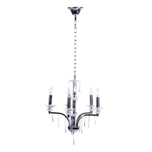 Pendente Diamantina Aco Cromado 47cm E-14 5 Lâmpada Max 60W