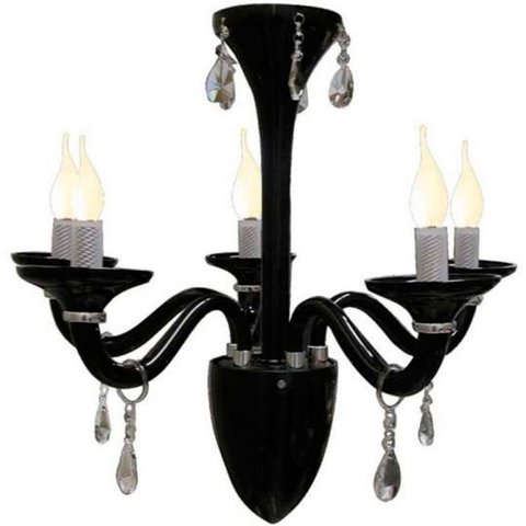 Pendente Merces Polietileno 62cm E-14 5 Lâmpadas Max 60W Preto