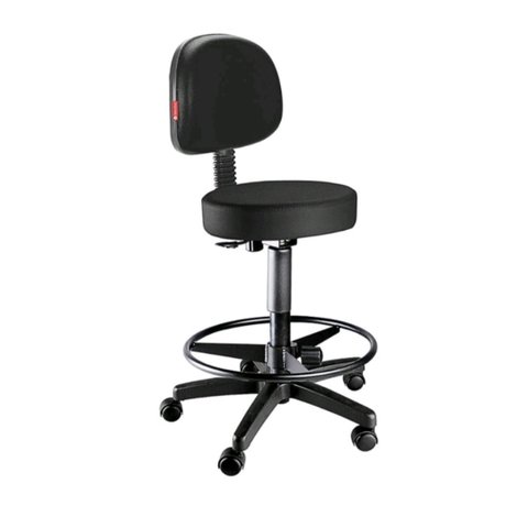 Cadeira Mocho Caixa Alta com Rodinhas Corano Preto