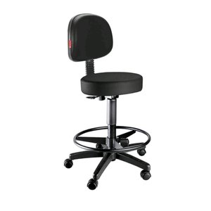 Cadeira Mocho Caixa Alta com Rodinhas Corano Preto