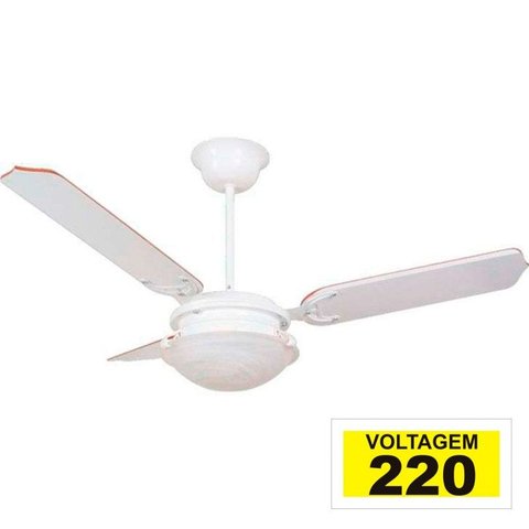 Ventilador de Teto Il-36 1 Plafon Soq E-27 3 Pás Reversiveis (Branco / Mogno) 220V Branco