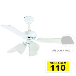 Ventilador de Teto Hl-42 3 Tulipas E-27 3 Pás Reversiveis (Branco / Cinza) Branco 110V - 2