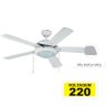 Ventilador de Teto Hl-53 2 Soq E-27 5 Pás Reversiveis (Cinza / Branco) Branco 110V - 220 Volts - 1