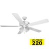 Ventilador de Teto Hl-3 4 Tulipas E-27 5 Pás Reversiveis (Cinza / Branco) Branco - 220 Volts - 1