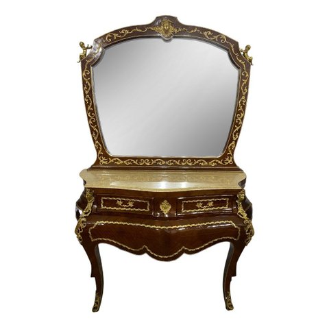 Aparador Clássico com Apliques em Bronze com Espelho a:205 L:140 P:46cm