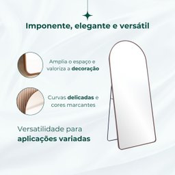 Espelho Grande Oval Base Reta com Moldura Metal Corpo Inteiro 170 X 70 Cm C/suporte de Chão - 5