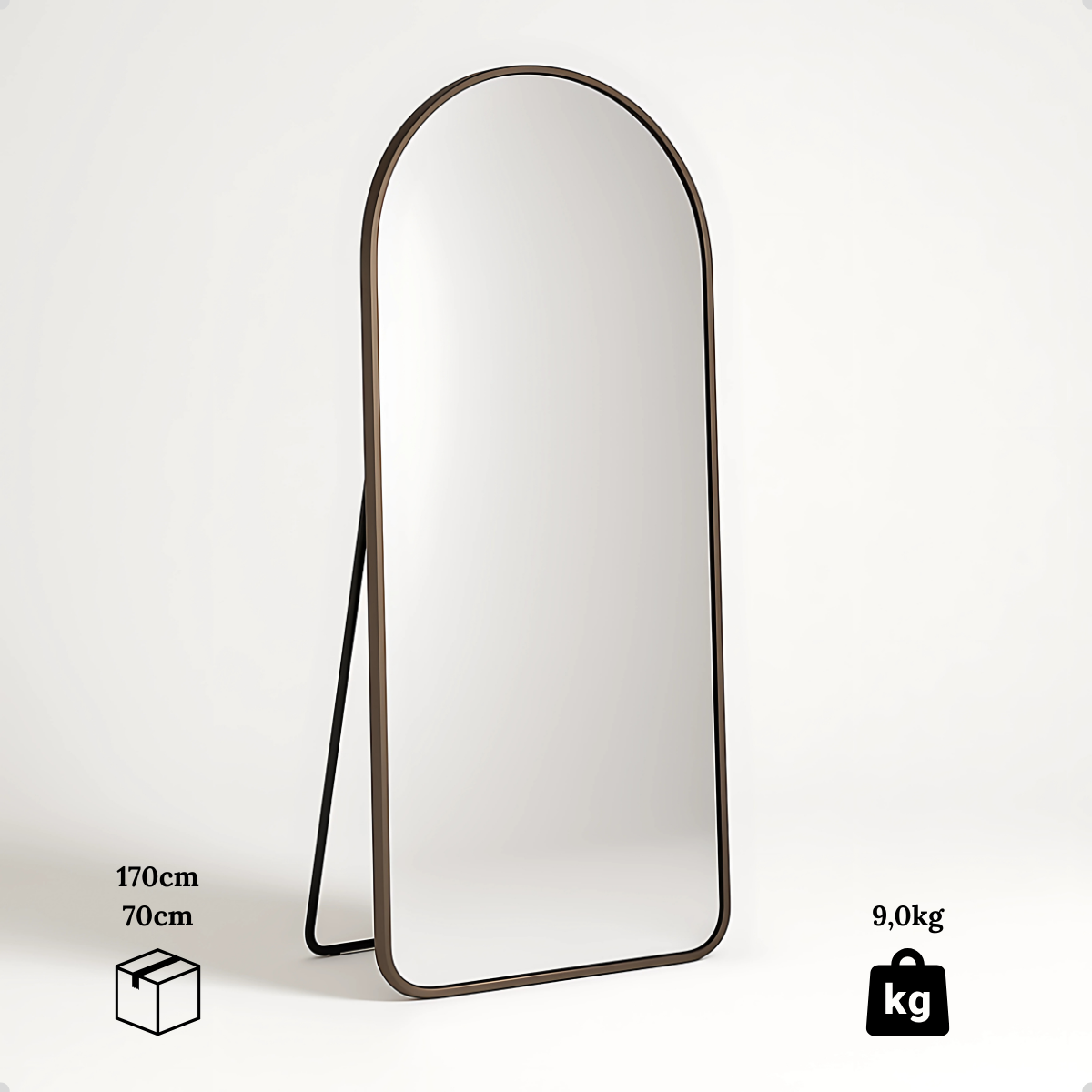 Espelho Lopazzi Oval Base Reta com Moldura Alumínio Corpo Inteiro 170 X 70 Cm C/suporte de Chão - 4