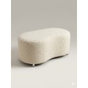 Ver imagem 1 de Puff Orgânico Curvo - 1 Metro Elegância e Conforto Moderno Feijao Moderno Tecido Premium Boucle Crem