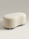 Ver imagem 1 de Puff Orgânico Curvo - 1 Metro Elegância e Conforto Moderno Feijao Moderno Tecido Premium Boucle Crem