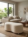 Ver imagem 4 de Puff Orgânico Curvo - 1 Metro Elegância e Conforto Moderno Feijao Moderno Tecido Premium Boucle Crem