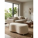 Ver imagem 4 de Puff Orgânico Curvo - 1 Metro Elegância e Conforto Moderno Feijao Moderno Tecido Premium Boucle Crem