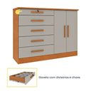 Ver imagem 5 de Cômoda CR35478 5 Gavetas MDP Puxador MDF Cinamomo e Off White Multimóveis