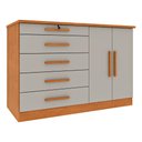 Ver imagem 7 de Cômoda CR35478 5 Gavetas MDP Puxador MDF Cinamomo e Off White Multimóveis