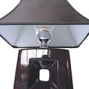 Ver imagem 3 de Abajur Oka 36cm Base Ceramica Cromada E27 Max 40W Cúpula Tecido Preto
