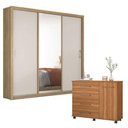 Ver imagem 1 de Cômoda Flora e Guarda Roupa Casal Residence Amêndola Off White - Demóbile