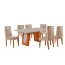 Ver imagem 2 de Mesa de Jantar Carolina 180cm Tampo MDF Vidro Canto Copo com 6 Cadeiras Safira