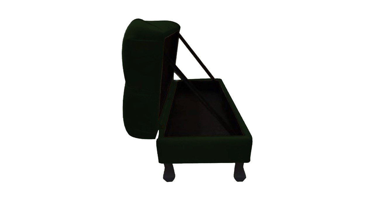 Recamier Baú Luis Xv Capitonê Retrô 140cm Suede Verde Pés Madeira Ms Decor - 3