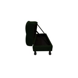 Recamier Baú Luis Xv Capitonê Retrô 140cm Suede Verde Pés Madeira Ms Decor - 3