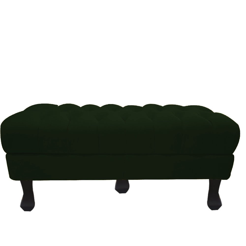 Recamier Baú Luis Xv Capitonê Retrô 140cm Suede Verde Pés Madeira Ms Decor - 2