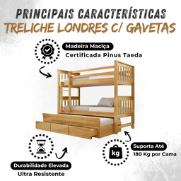 Treliche Londres na Cor Imbuia + 3 Colchões Ortobom D28 - 7