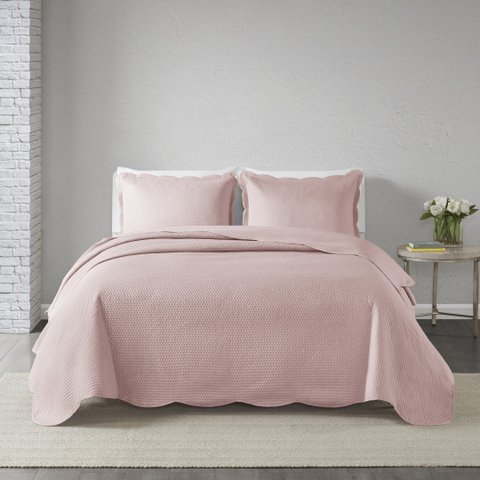 Colcha Cobre Leito Bouti Casal 3 Peças Dupla Face com 2 Portas Travesseiros Rosa
