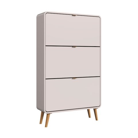 Sapateira 3 Portas Basculantes Curve Bege Dunas 130x76x24 Cm Completa Móveis