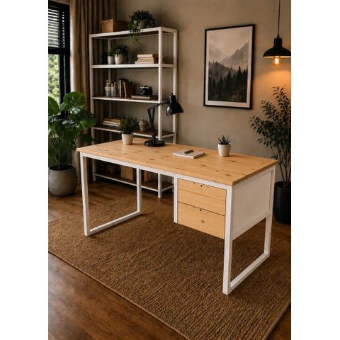 Escrivaninha Estilo Industrial com 2 Gavetas 1,00x40