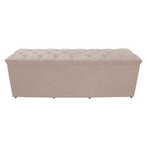 Calçadeira Baú Paris King 195 Cm Botão Strass Suede Porcelana Eli Móveis
