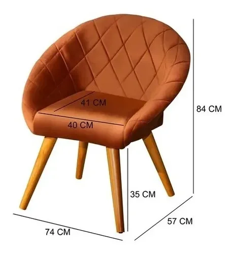 Poltrona Decorativa Canastra C/ Pés de Madeira - LV:TERRACOTA - 2