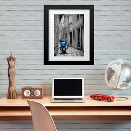 Quadro Lambreta Azul - 60x48cm:madeira Branca - 1