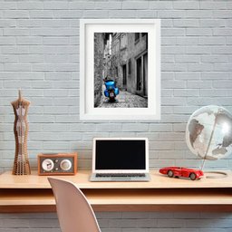 Quadro Lambreta Azul - 60x48cm:madeira Branca - 2