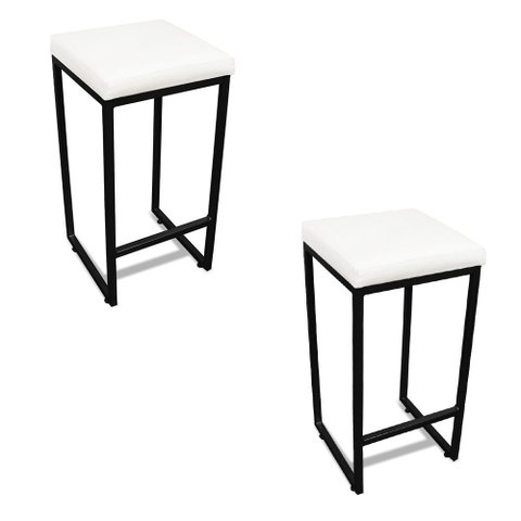 Banqueta Alta para Cozinha Industrial Kit 2 Nick Preto e Sintético d03 - D’Rossi