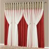 Cortina Para Varão Castelari 2,00 M X 1,70 M Alt. Tecido Seda com Voil - Vermelho - 1