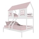 Ver imagem 2 de Beliche Casal/ Solteiro Casinha Encantada Madeira Maciça Branco/ Rosa Megamobilia