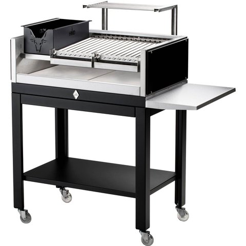 Parrilla Com Base Rodízio Grelha Argentina + Descanso + 1 Apoio Lateral HMD