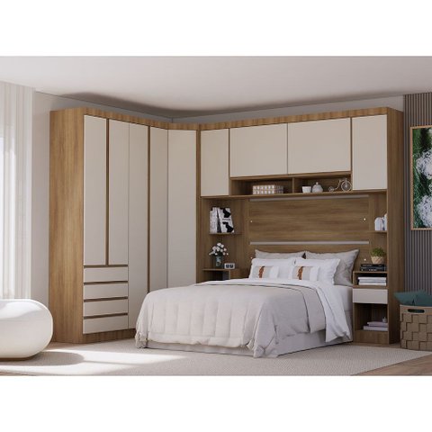 Guarda Roupa Casal Modulado de Canto 9 Portas e 6 Gavetas Veneza Luciane Móveis