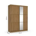 Ver imagem 3 de Guarda-Roupa Casal 2 Portas de Correr 2 Gavetas com Espelho 170x54x225cm Glass Comfort Yescasa Marrom Almendra