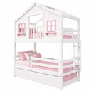 Ver imagem 3 de Treliche Casinha Dos Sonhos com Varanda e Grade Proteção Madeira Maciça Branco | Rosa Housin