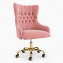 Ver imagem 2 de Cadeira Poltrona Home Office Helena Capitonê Base com Rodinhas Dourada