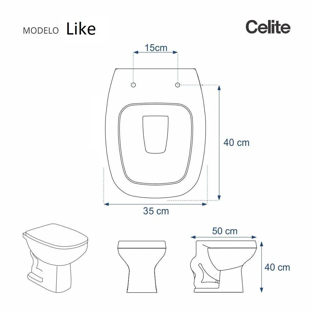 Assento Sanitário Poliéster Like Preto para Vaso Celite - 3